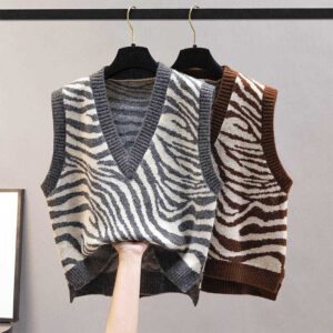 Outer Knitted Ladies Sweater With Zebra Pattern