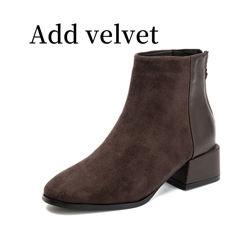 Retro Square Heel Pointed Toe Ankle Boots Fashion Versatile Chelsea Boot Women's Shoes - Image 10