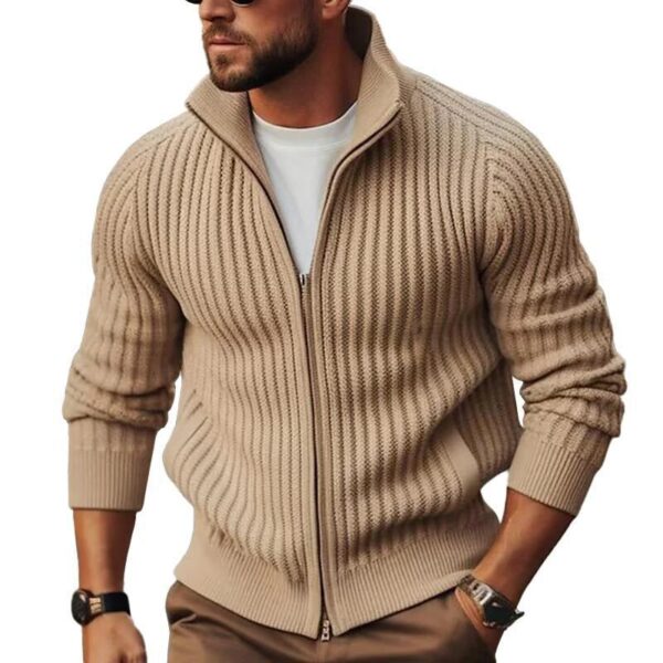Zipper Outerwear Sweater Coat For Men Fleece-lined Thickened Winter - Image 9