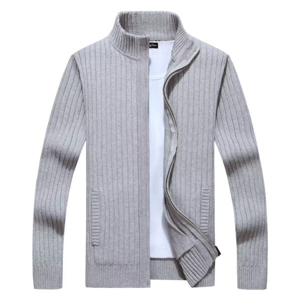 Zipper Outerwear Sweater Coat For Men Fleece-lined Thickened Winter - Image 4