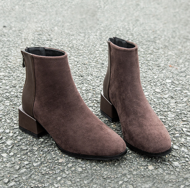 Retro Square Heel Pointed Toe Ankle Boots Fashion Versatile Chelsea Boot Women's Shoes - Image 3