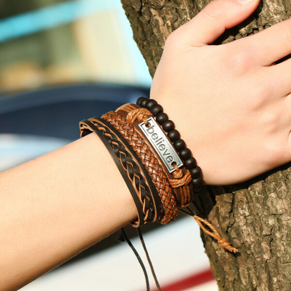 Believe Suit Men's Leather Bracelet - Image 3