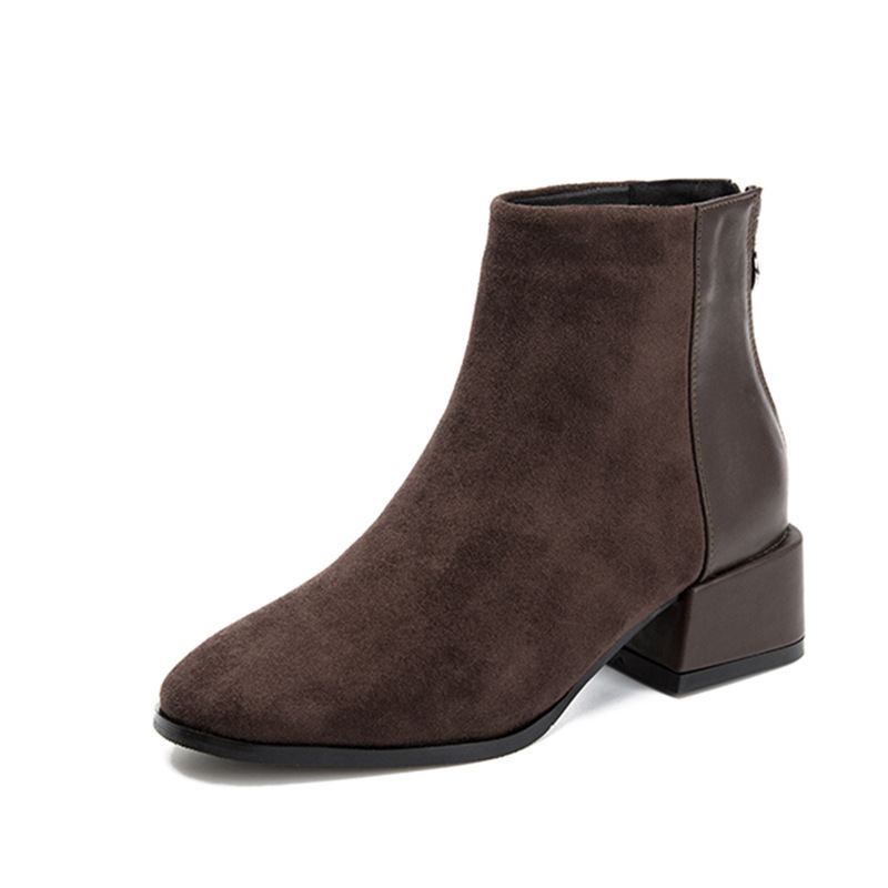 Retro Square Heel Pointed Toe Ankle Boots Fashion Versatile Chelsea Boot Women's Shoes - Image 6