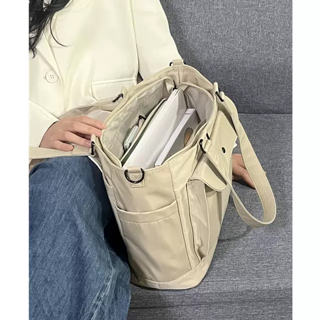 Large Capacity Waterproof Nylon Cloth Tote Bag Class Shoulder - Image 4