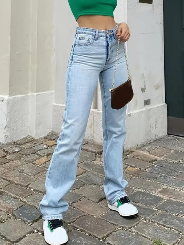 Women's Europe And America Cross Border Light Blue Slim Fit High Waist Stretch Jeans - Image 7
