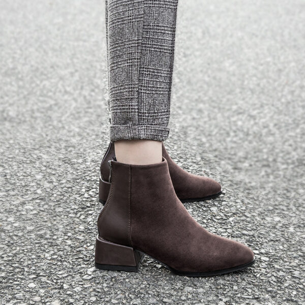 Retro Square Heel Pointed Toe Ankle Boots Fashion Versatile Chelsea Boot Women's Shoes - Image 8