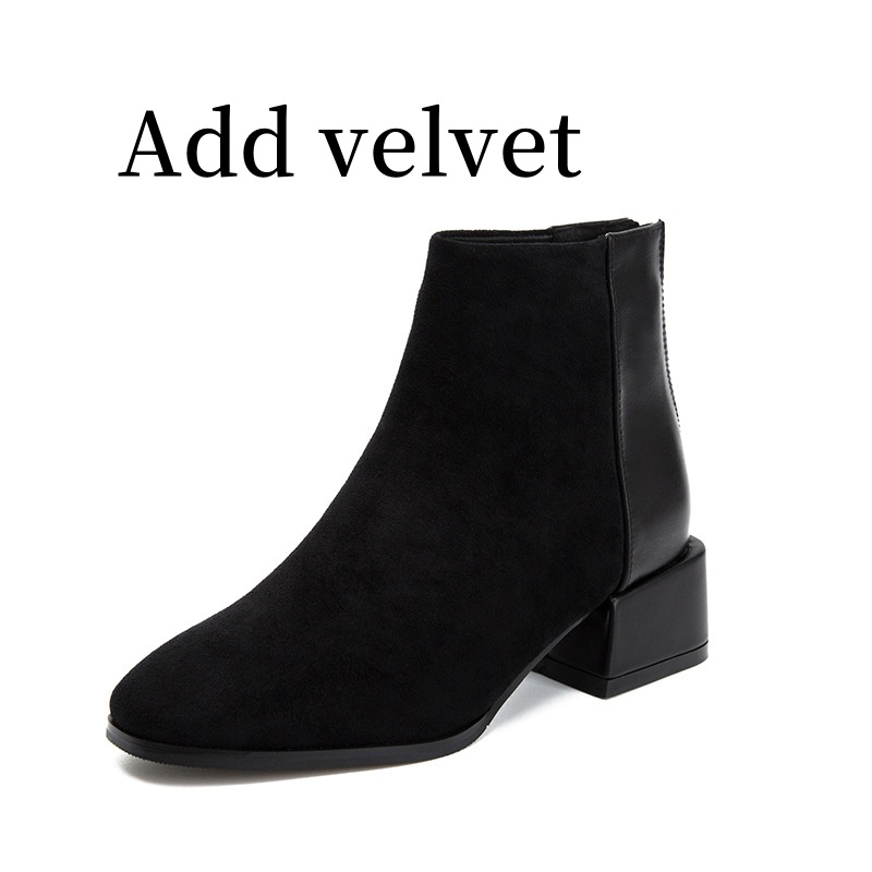 Retro Square Heel Pointed Toe Ankle Boots Fashion Versatile Chelsea Boot Women's Shoes - Image 5