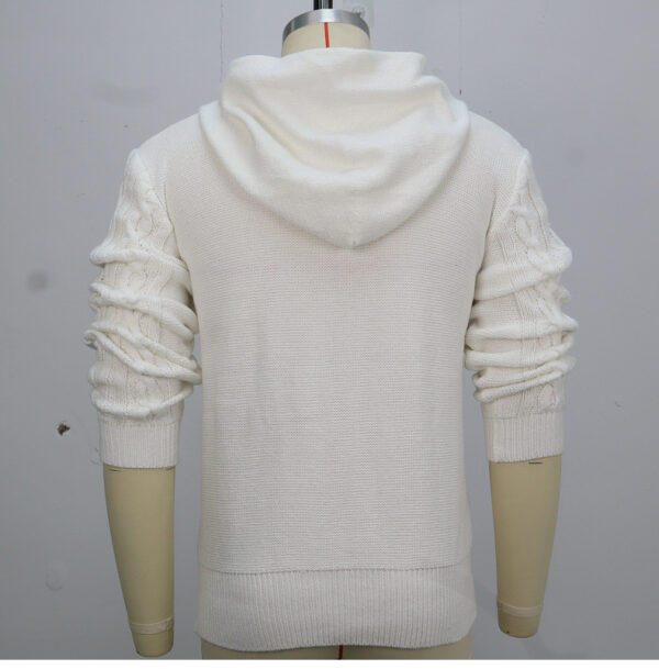 European And American Men's Long Sleeved Hooded Knitted Sweater - Image 6