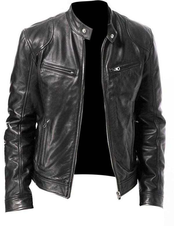 PU Leather Jacket Slim Leather Jacket - Image 3