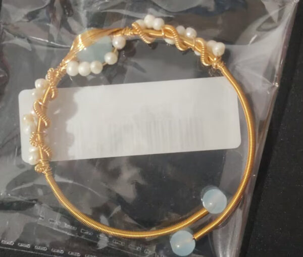 14K GoldWrapped Handmade Bracelet Hailan Baohai Sapphire Natural White Pearl Bracelet - Image 6