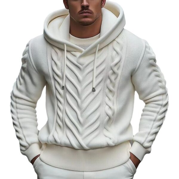 European And American Men's Long Sleeved Hooded Knitted Sweater - Image 3