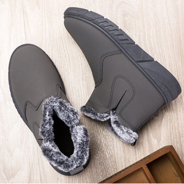 Winter Snow Boots Men V Cutout Shoes With Plush Ankle Boots - Image 3