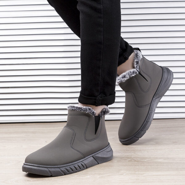 Winter Snow Boots Men V Cutout Shoes With Plush Ankle Boots - Image 2