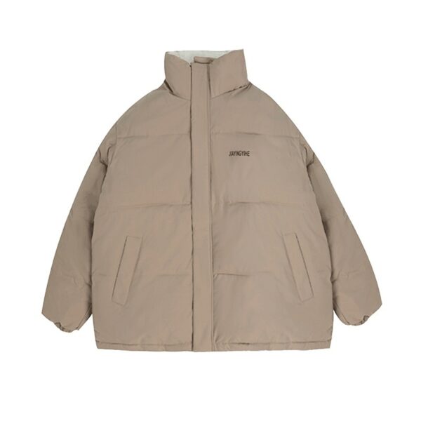 Winter New Padded Coat Hong Kong Style Loose Down Cotton-padded Jacket Fleece-lined - Image 4