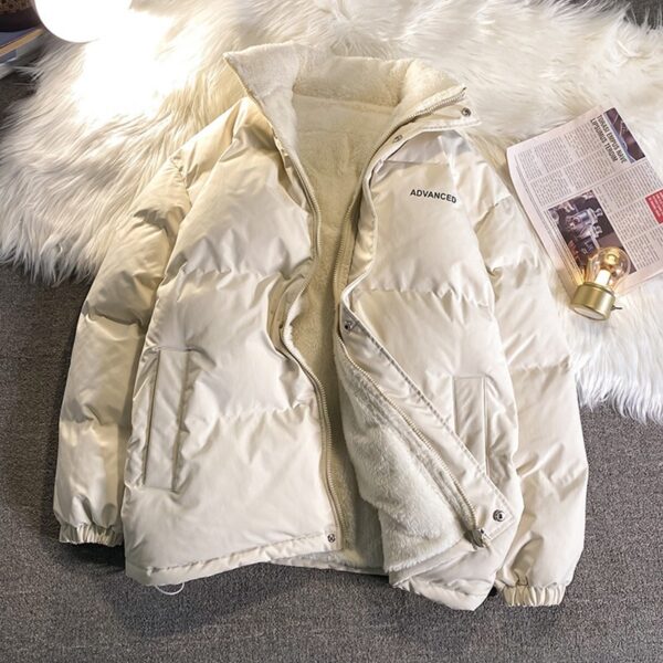 Winter New Padded Coat Hong Kong Style Loose Down Cotton-padded Jacket Fleece-lined - Image 8