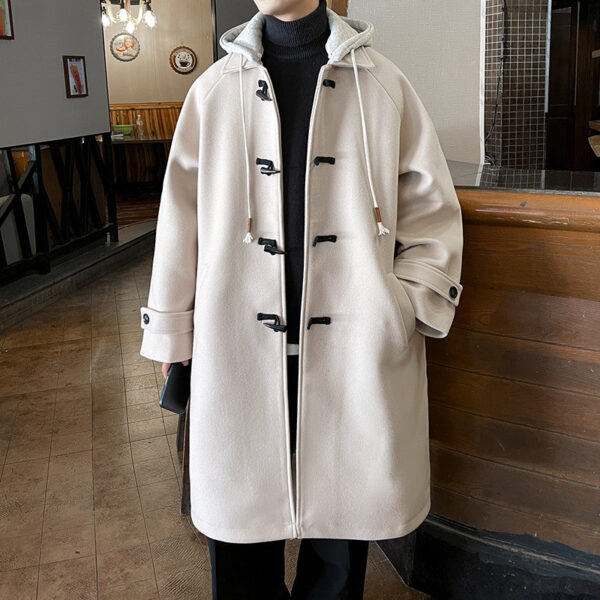 Detachable Hooded Horn Button Woolen Coat Men - Image 6