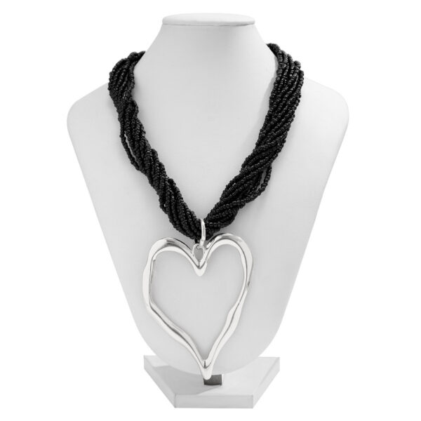 Exaggerated Bead Multi-layer Heart-shaped Pendant Necklace - Image 4