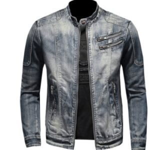 Men's Fashion Stand Collar Zip Embellished Jacket