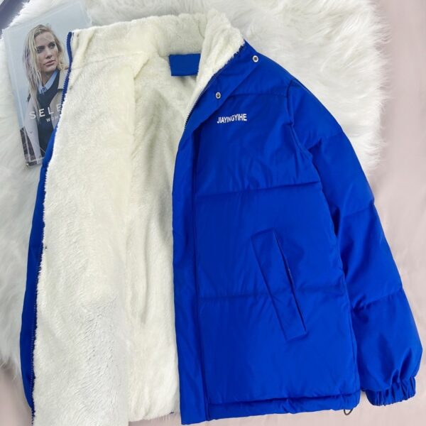 Winter New Padded Coat Hong Kong Style Loose Down Cotton-padded Jacket Fleece-lined - Image 6