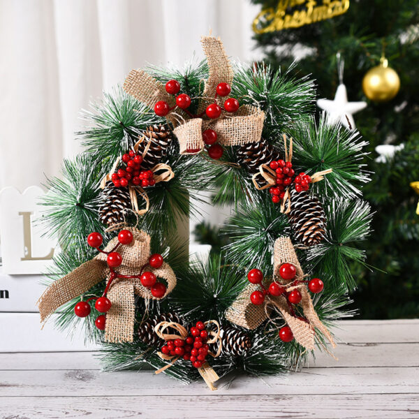 Christmas Artificial Pinecone Red Berries Wreath Front Door Window Decoration - Image 6