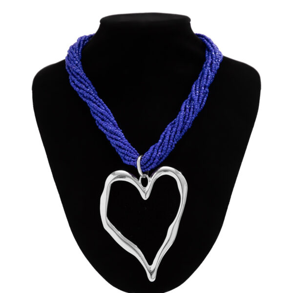 Exaggerated Bead Multi-layer Heart-shaped Pendant Necklace - Image 10
