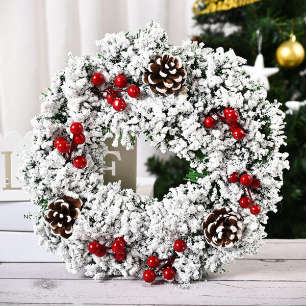 Christmas Artificial Pinecone Red Berries Wreath Front Door Window Decoration - Image 2