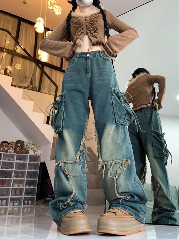 Retro Five-pointed Star Loose-fitting Slimming Pants - Image 6