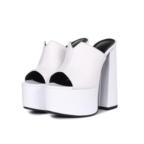 Waterproof Platform Leather Super High Heel Sandals Full Grain Soft First Layer Cowhide - Image 5