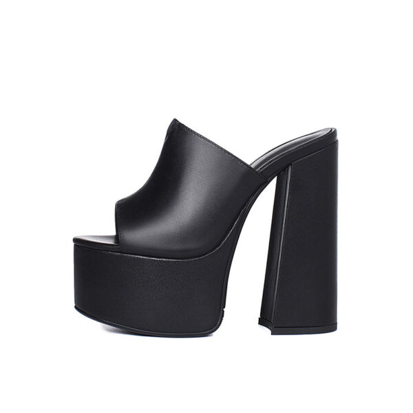 Waterproof Platform Leather Super High Heel Sandals Full Grain Soft First Layer Cowhide - Image 4