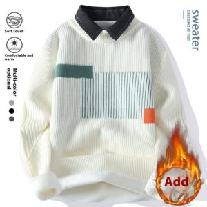 Round Neck Fashion Thickened Sweater Velvet Padded Sweater Maleer