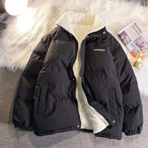 Winter New Padded Coat Hong Kong Style Loose Down Cotton-padded Jacket Fleece-lined - Image 3