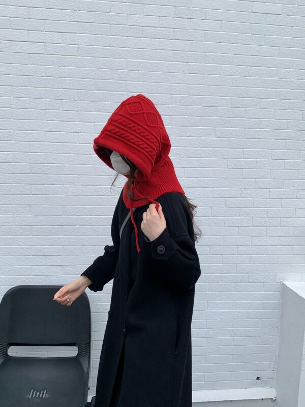 Knitted Thick Drawstring Hat Solid Color - Image 7