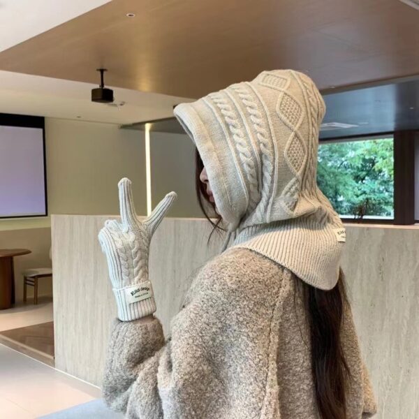 Knitted Thick Drawstring Hat Solid Color - Image 6