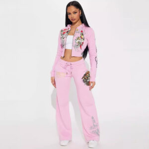 Elegant Positioning Printed Long-sleeved Trousers Women's Suit