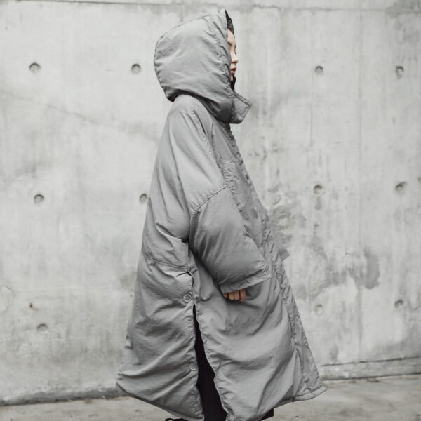 Women's Winter Slit Loose Hooded Large Cotton-padded Clothes Long Cotton Jacket - Image 5