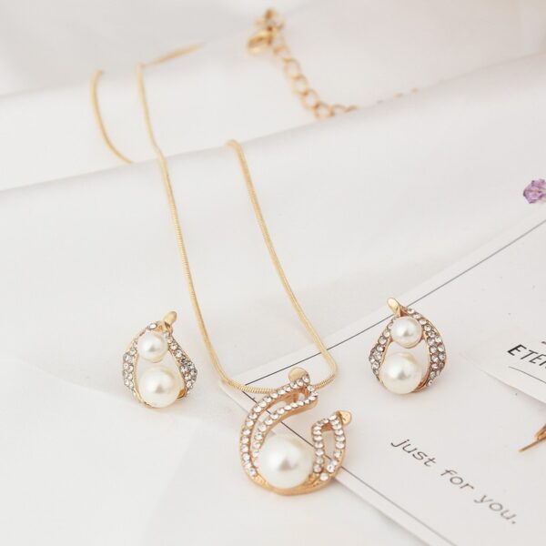 Europe and the United States foreign trade exquisite package with bridal jewelry set pearl water drop two Pearl Necklace Set - Image 5