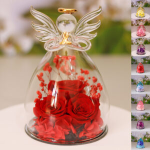 Eternal Flower Gift Box Angel Glass Cover Dried Rose Gift Box For Christmas New Year Valentine's Day