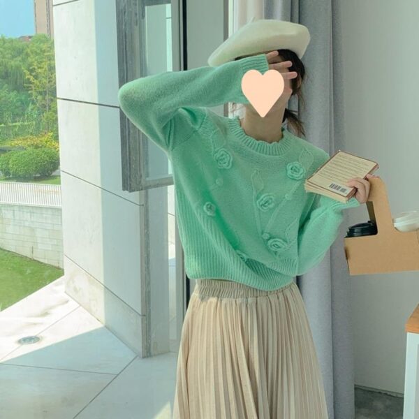 Women's Three-dimensional Flower Pullover Sweater Design Sense - Image 3