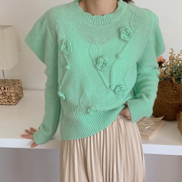 Women's Three-dimensional Flower Pullover Sweater Design Sense - Image 2