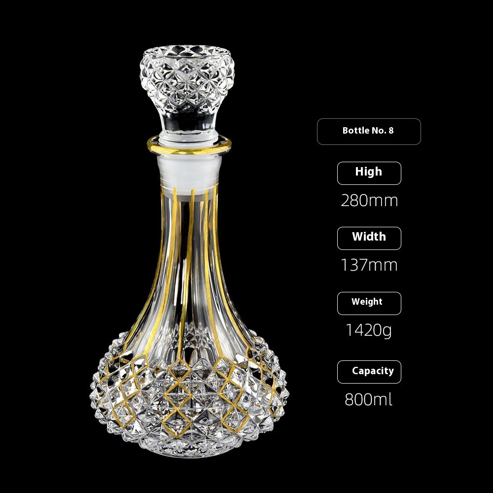 Gold Line Crystal Glass Creative Whiskey Bottle Household With Lid - Image 5
