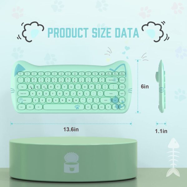 Wireless Cute Computer Bluetooth Keyboard With Typewriter Round Keycap For PC - Image 5