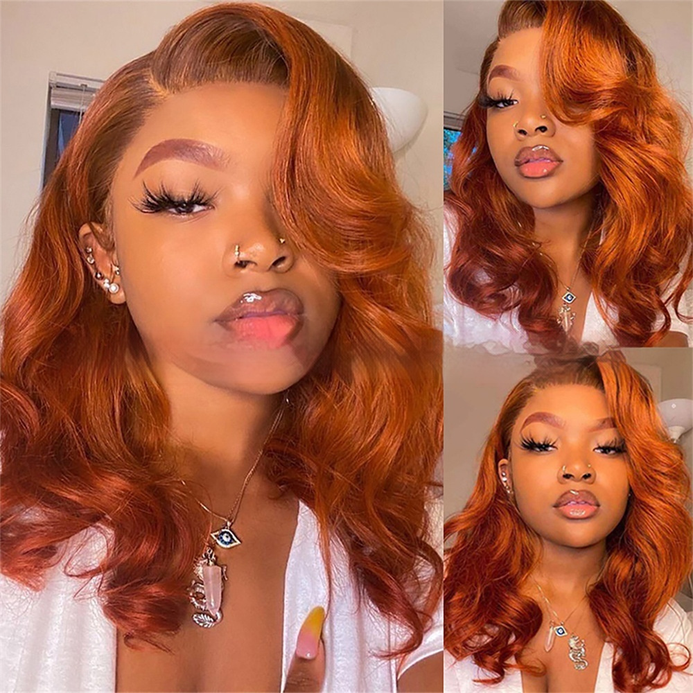 Ginger Body Wave Lace Front Wig In Stock Orange Big Wave Lace Headgear - Image 4
