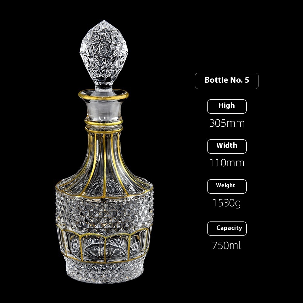 Gold Line Crystal Glass Creative Whiskey Bottle Household With Lid - Image 7