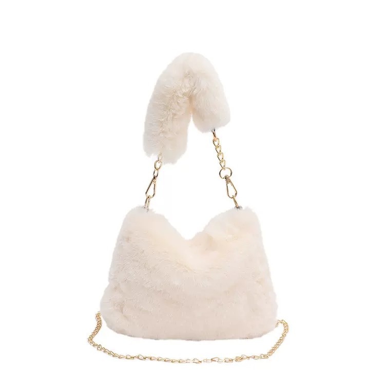 Square Plush Portable Fashion Simple Chain Bag Single-shoulder Bag - Image 3