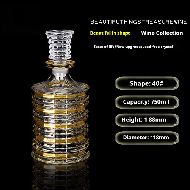 Gold Line Crystal Glass Creative Whiskey Bottle Household With Lid - Image 8