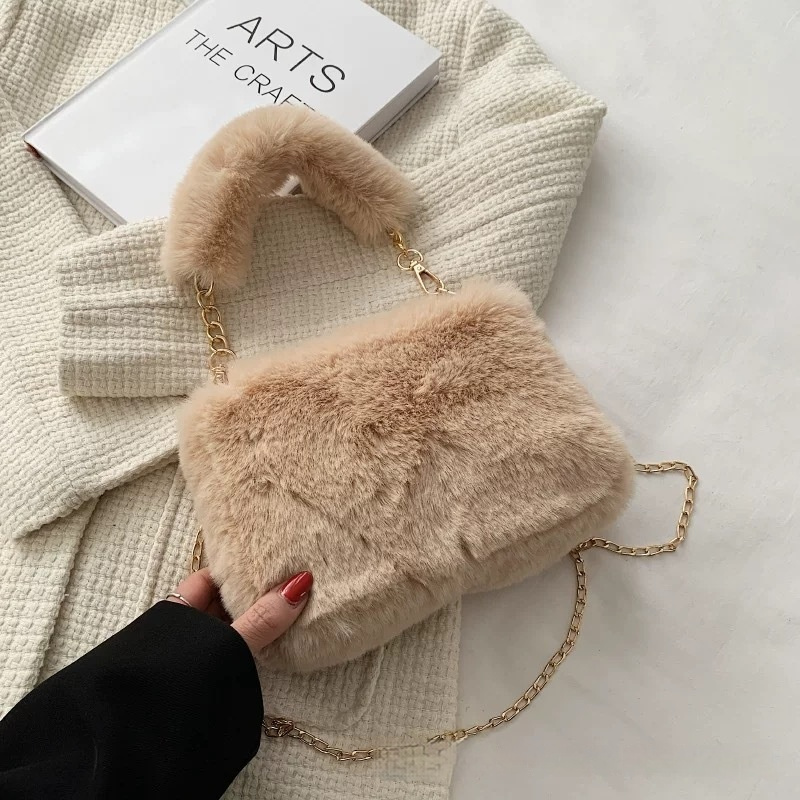 Square Plush Portable Fashion Simple Chain Bag Single-shoulder Bag - Image 8