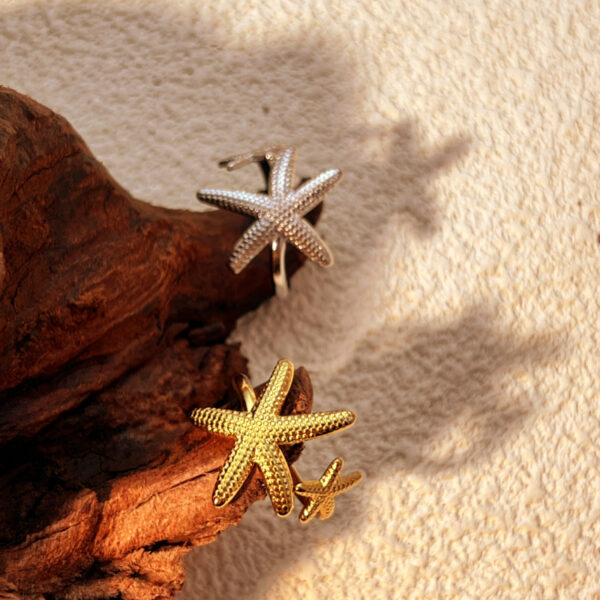 Fashion Beach Vintage Starfish Stainless Steel Men's High Sense Ring - Image 2