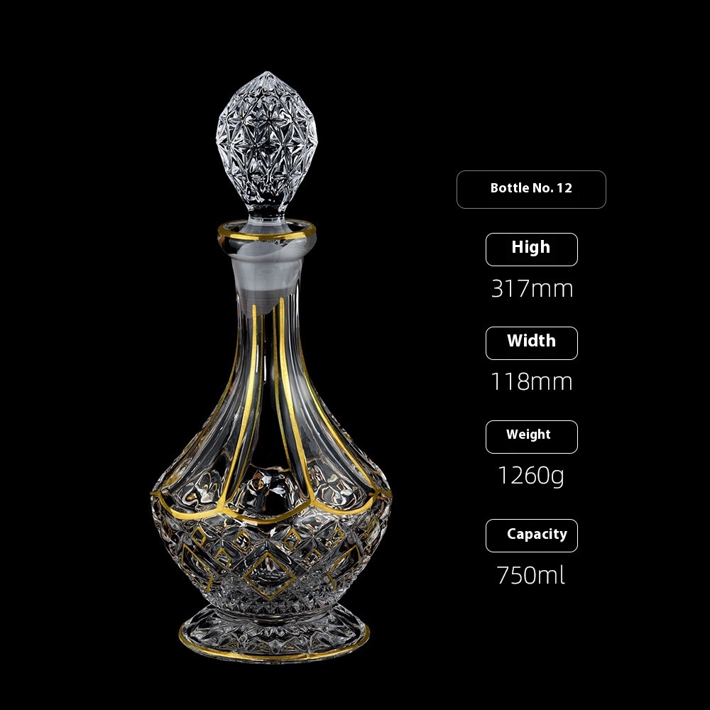 Gold Line Crystal Glass Creative Whiskey Bottle Household With Lid - Image 2