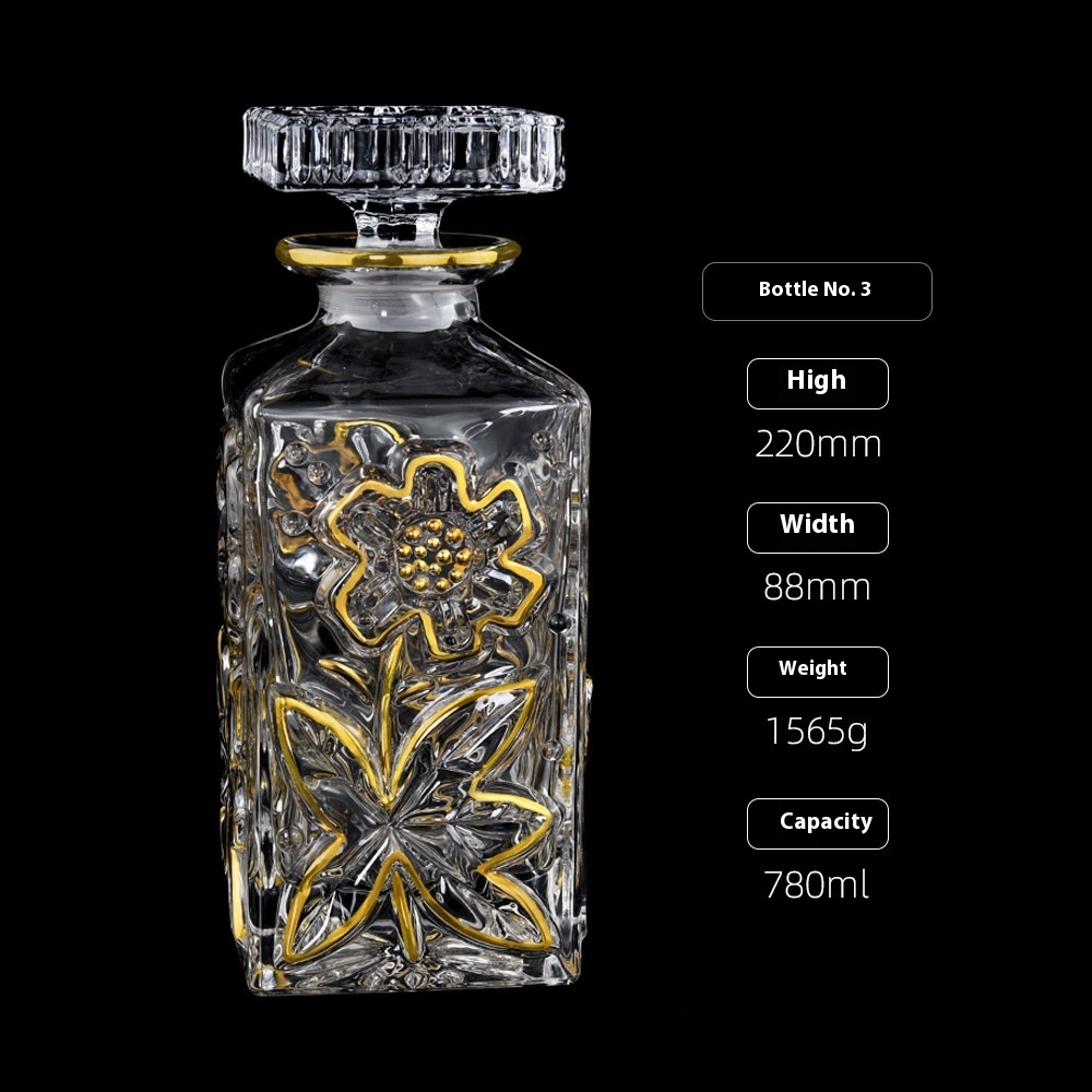 Gold Line Crystal Glass Creative Whiskey Bottle Household With Lid - Image 9