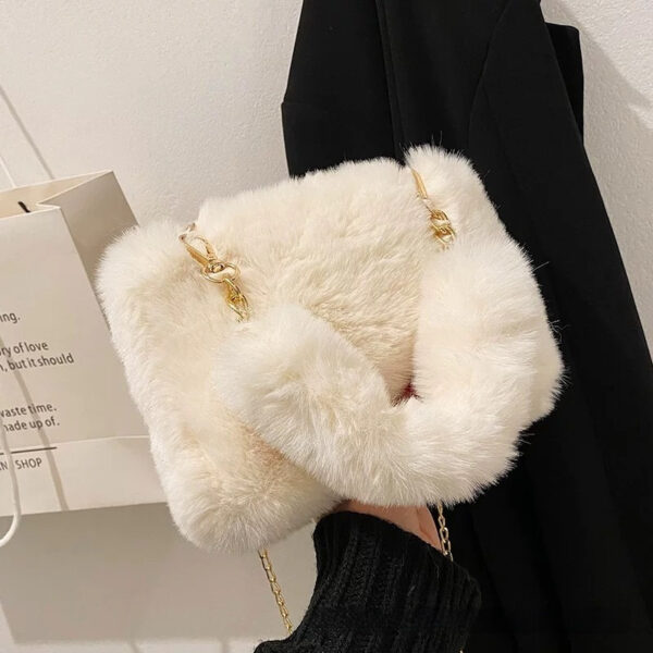 Square Plush Portable Fashion Simple Chain Bag Single-shoulder Bag - Image 9